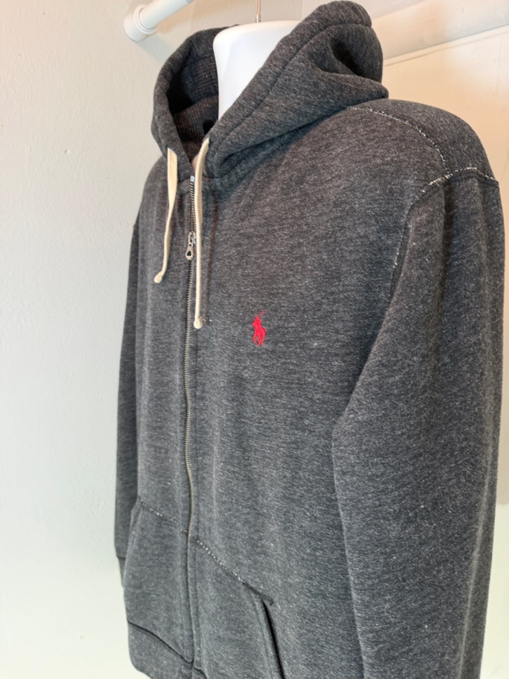 Polo Ralph Lauren Pullover Fleece Lined Lined Zip Up Heather Charcoal Hoodie 2XL - Picture 4 of 10